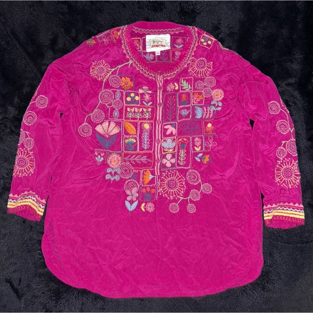 Embroidered Fuchsia Women’s Tunic Top